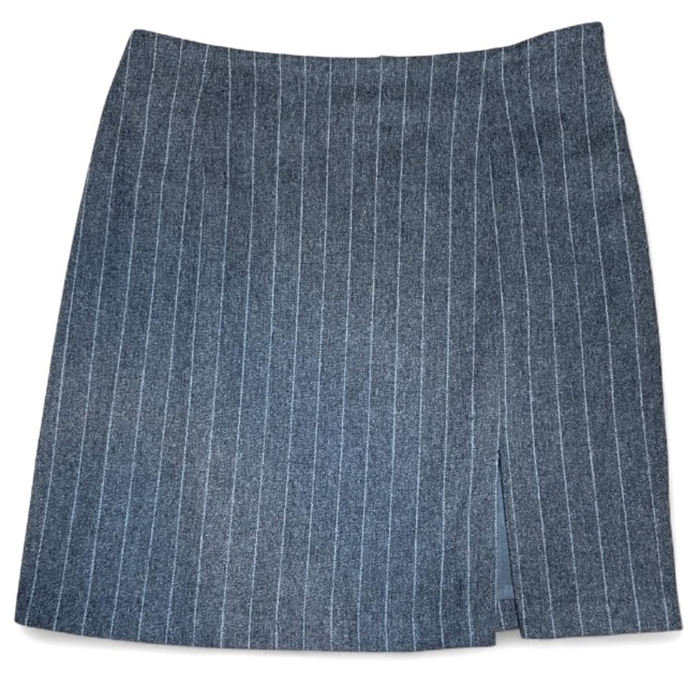 Vintage Y2K Hillard & Hanson Wool Blend Grey Pin Stripe Pencil Skirt Size 20W